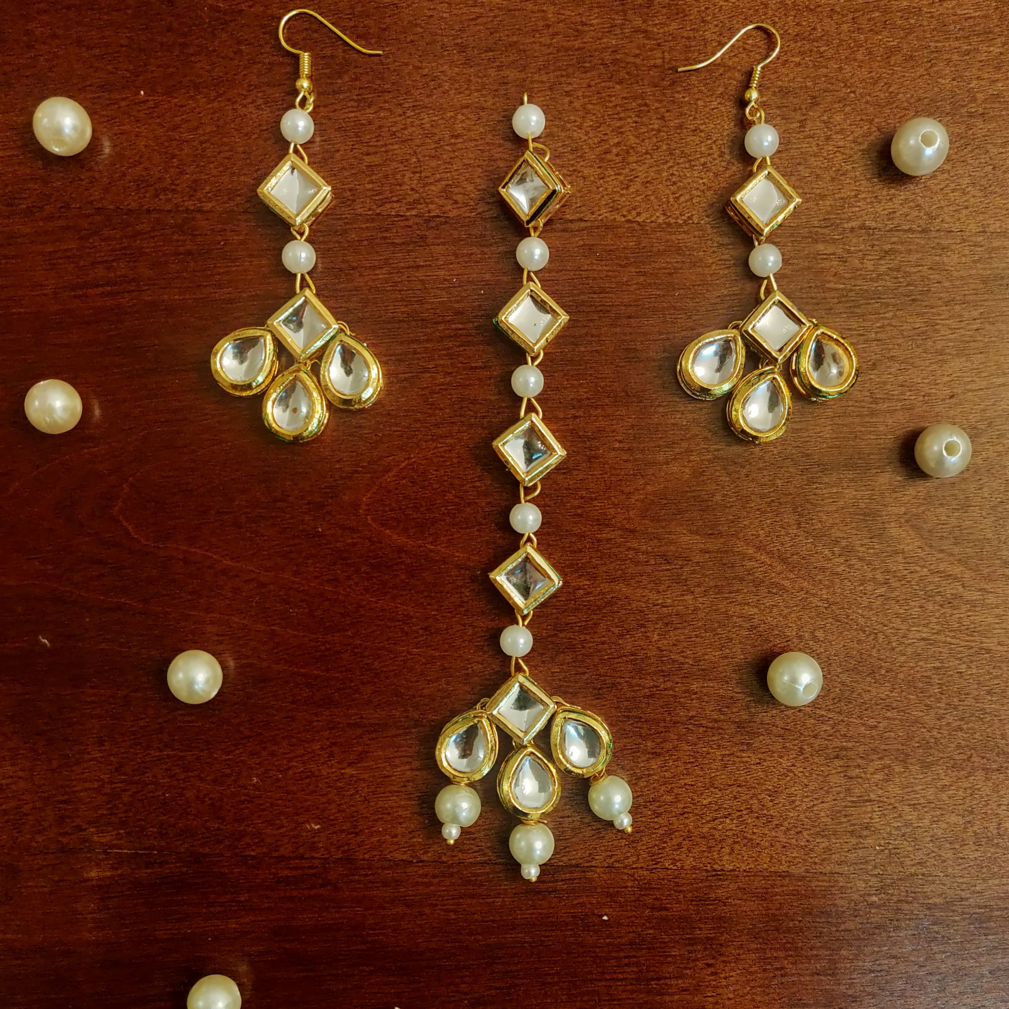 Buy Peora Gold Plated  Yellow Traditional Necklace Set With Earrings   Maang Tika  Jewellery Set for Women 9025391  Myntra